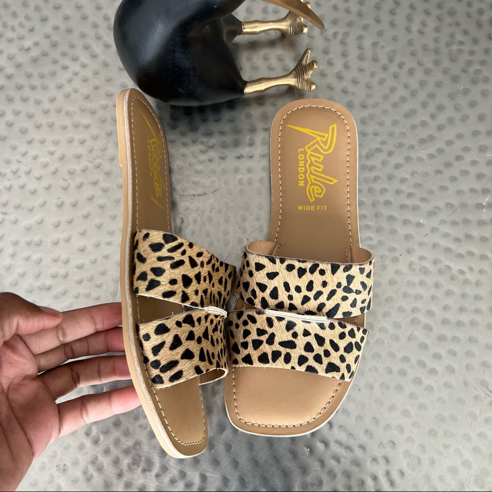 Rule London Leopard Print Leather Slides - image 2